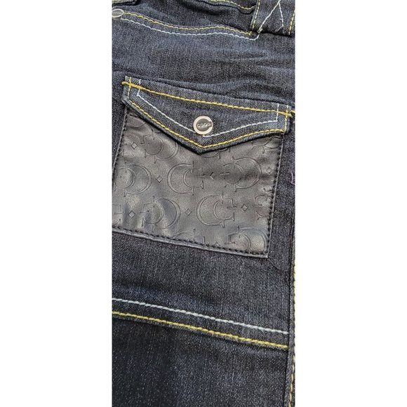 Coogi Women's Skinny Jeans Denim Faux Leather Pocket Blue Size 14W NEW with Tags - Picture 8 of 16